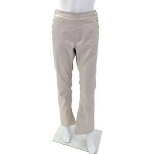 Flog Womens Cotton Blend High Rise Printed Flare Leg Pants Beige Size 30